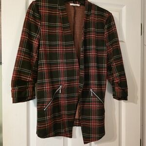 Maurices Red and Black Plaid Women's Blazer